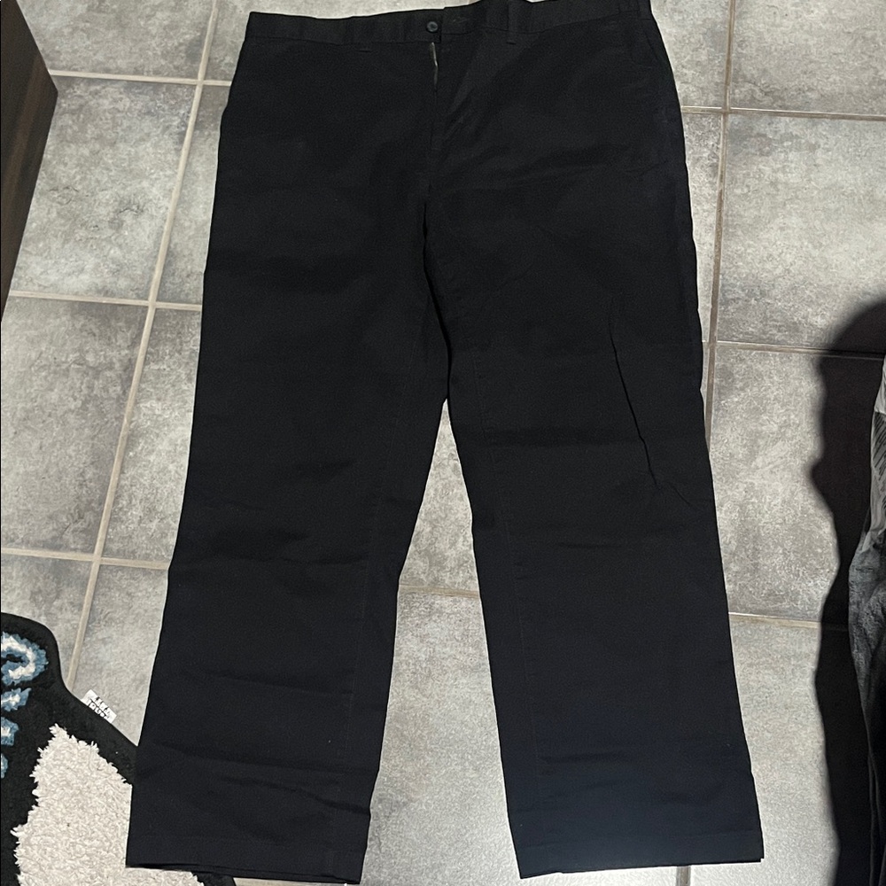 George Men's Classic Black Khakis
